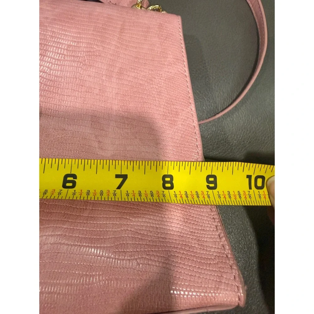 Betsey Johnson‎ Pink Lizard Embossed Heart Logo Top Handle Crossbody Bag Satchel